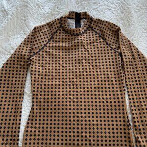 J Crew Rash guard, surf top, brown with black dots